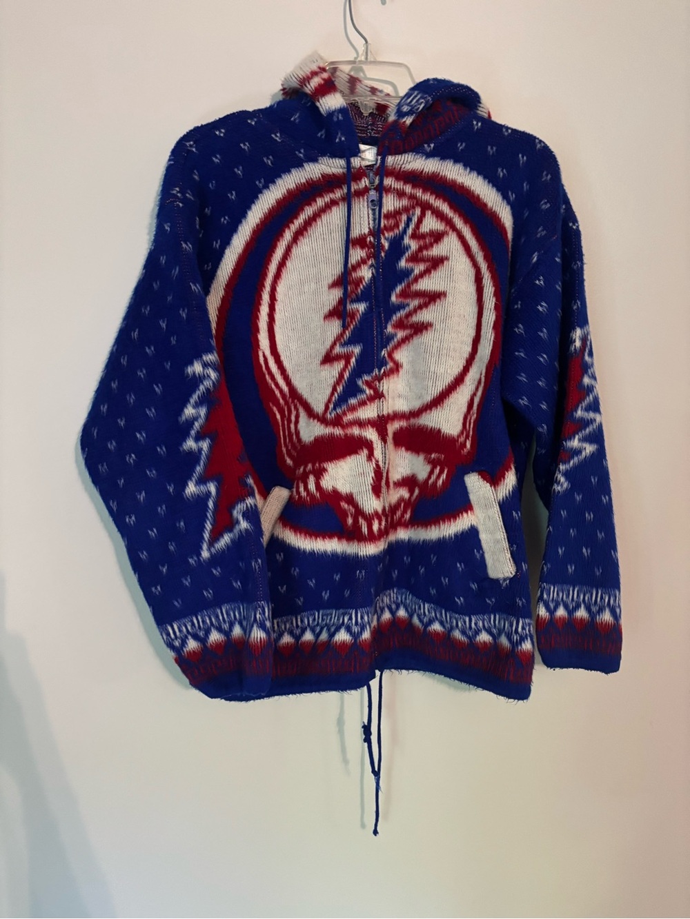 Grateful Dead Blue Red White Zip-Up Hooded Sweater - Picture 2 of 4